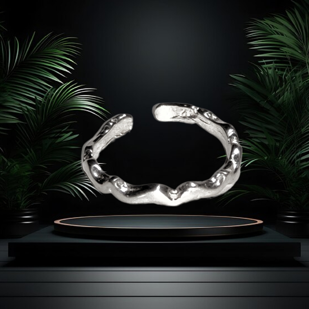 Sterling Silver Wave Shape Adjustable Toe Ring. - image 1